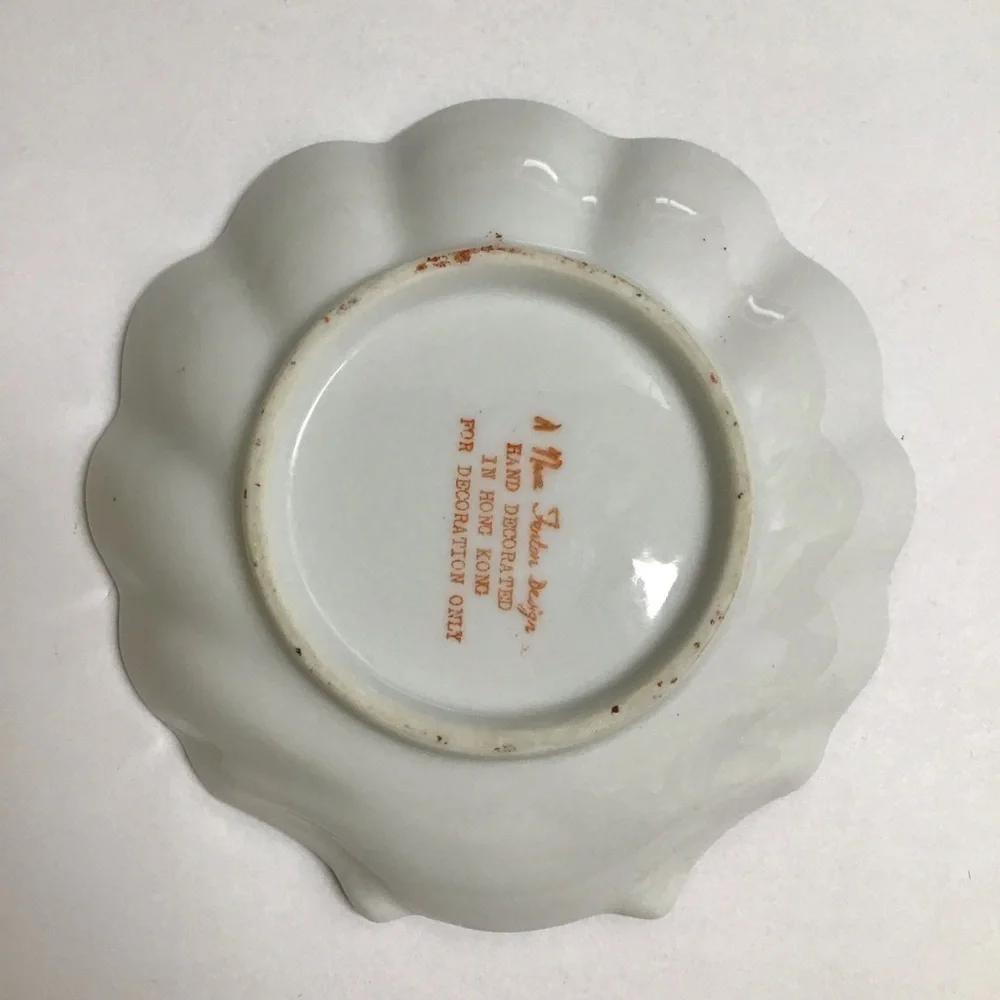 Nora Fenton Cherry Blossoms Shell Dish Hand Decorated Hong Kong Japan Trinket - Picture 6 of 11